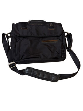 T Tech by Tumi Black Ballistic Nylon Messenger Laptop Briefcase Travel Bag
